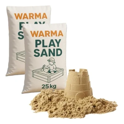 Image of 50kg Warma Premium Grade Play Sand Non Toxic &amp; Silica Free Natural Triple Washed Suitable For Childrens Kids Indoor Outdoor Sensory Areas Sandpits 2 x 25kg Bags