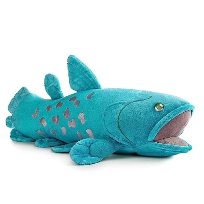 Image of lilizzhoumax Simulation Coelacanth Fish Plush Toy 38cm/15 Realistic Stuffed Animal Cute Super Soft Sea Home Decoration Gift for kids blue