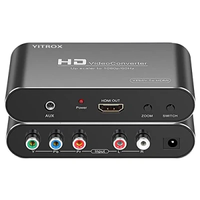 Image of YITROX Component to HDMI Converter Upscaler, YPbPr Upscaler Support 1080P for Wii, PS2, PS3, Xbox 360, Blu ray Player, DVD and More