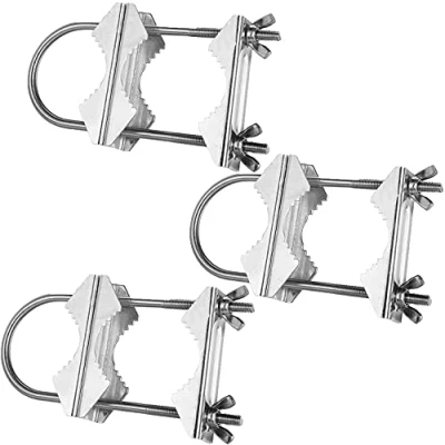 Image of VANROUG (3 Set) Double Antenna Mast Clamp,for to Mounting (Mast Extension) Kit Balcony Railing