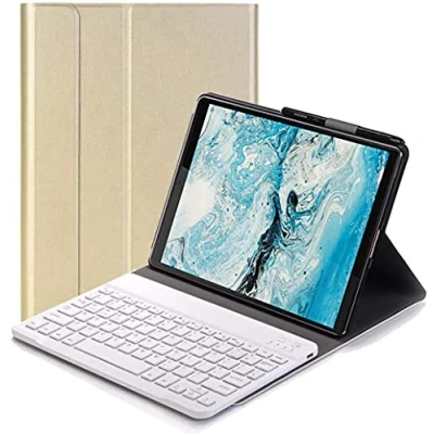 Image of YHFZR Keyboard Case for Lenovo Tab M8, Ultra Slim Flip with Removable Wireless Stand Cover M8 (TB 8705F/TB 8505F/TB 8505X/TB 8505FS) 8 Inch, Gold