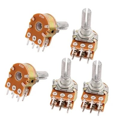 Image of sourcing map 5 Pcs B50K 50K ohm 6 Pins Split Shaft Rotary Linear Dual Taper Potentiometers