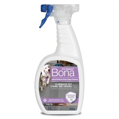 Image of Bona Pet Hard Surface Floor Deep Cleaner, Stain and Odour Remover, Friendly Cleaner Liquid, Spot Cleaning, 1 Litre Spray Bottle