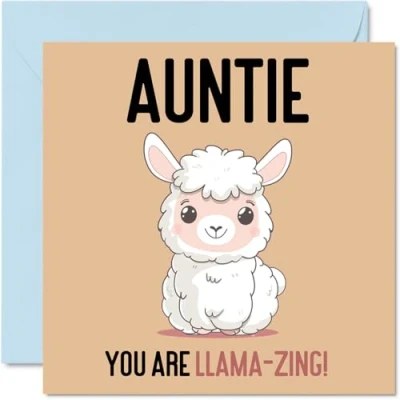 Image of Birthday Cards for Auntie Llama Zing Funny Happy Card Aunty from Nephew Niece, Aunt Gifts, 145mm x Joke Greeting Women Her
