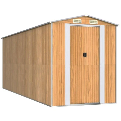 Image of vidaXL Garden Shed Light Brown 192x523x223 cm Galvanised Steel