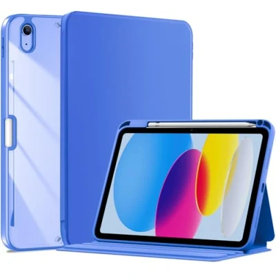 Image of ProCase for iPad 10th Generation Case 10.9 Inch with Pencil Holder 2022, Protective Folio Book Cover Clear Back Gen A2696 A2757 A2777 Blue