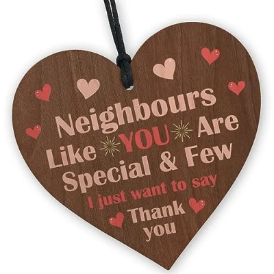 Image of Red Ocean Friendship Gift For Neighbour Wood Heart Birthday Christmas Thank You Him Her