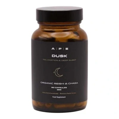 Image of APE Nutrition Organic Reishi &amp; Chaga Mushroom Blend Capsules Certified Organic, Improved Sleep Relaxation, Recovery, UK Supplements, Non GMO, 100% Pure No Filler