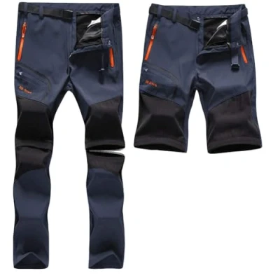 Image of SANMIO Men&#039;s Outdoor Hiking Trousers, Quick Dry Long Convertible Short Pants Lightweight Climbing Walking Mens Work Zip Off Camping Trekking Travel Cargo Blue M