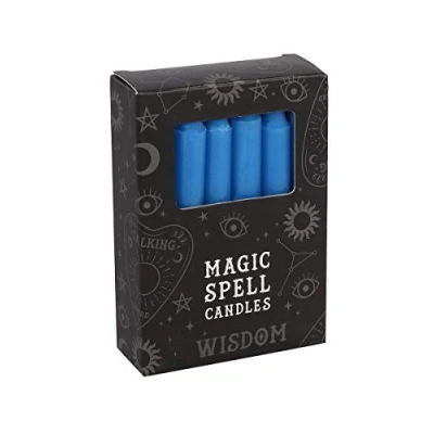 Image of Grindstore Magic Spell Wisdom Set of 12 Blue Candles 10cm, 10.3 x 7.3 2.5 cms