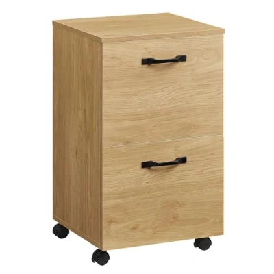Image of VASAGLE 2 Drawer Filing Cabinet, Mobile File Cabinet for Home Office, Small Rolling Printer Stand, A4, Letter Size Files, Hanging Folders, Straw Yellow OFC040Y70