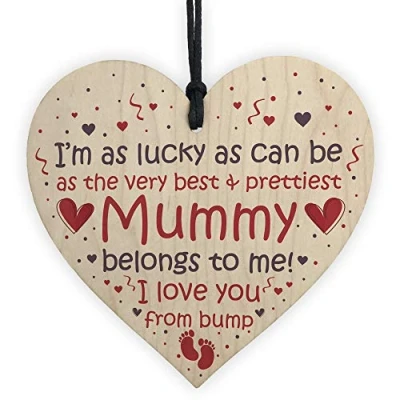 Image of RED OCEAN Mummy To Be Gifts Wooden Heart From Bump Keepsake Best Gift