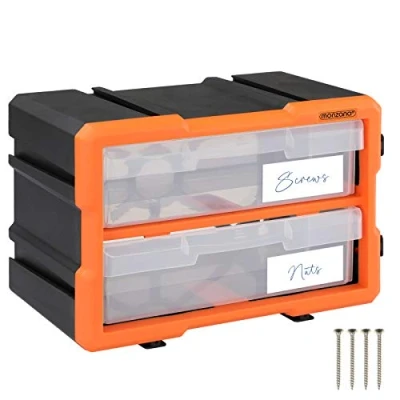 Image of MONZANA® Transparent Storage Organiser Stackable Small Parts Case Plastic Tool Box 4 XL Compartments Removable DIY Multi Drawer Perfect for Screws Nails &amp; Bolts