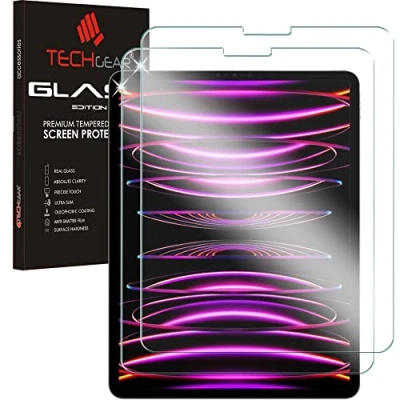 Image of TECHGEAR 2 Pack of Glass Edition for iPad Pro 12.9&quot; 2018, 2020, 2021 [3rd, 4th, 5th Generation] Genuine Tempered Screen Protector Guard Covers [Face ID &amp; Pencil Compatible]