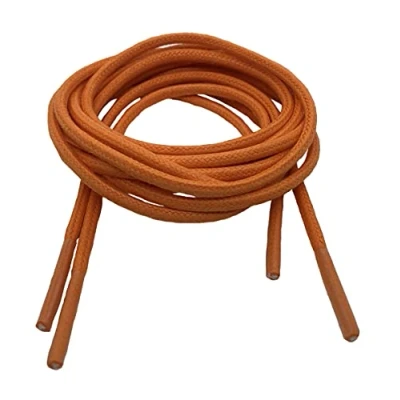 Image of Big Laces Round Waxed Shoelaces 2mm wide 90cm long Orange