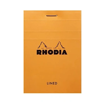 Image of RHODIA 11600C Stapled Notepad N11 Orange A7 Lined 80 Detachable Sheets White Clairefontaine Paper g/m Soft, Resistant and Waterproof Coated Card Cover Basics