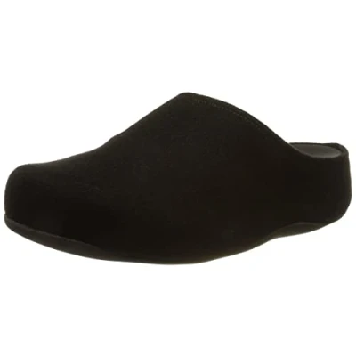 Image of Fitflop Women&#039;s shuv Felt Slipper, All Black, 8 UK