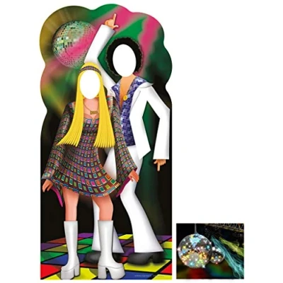 Image of Disco Couple Stand In Lifesize Cardboard Cutout / Standee Standup Includes 8x10 (20x25cm) Star Photo