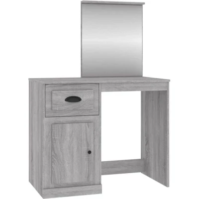 Image of vidaXL Dressing Table with Mirror Grey Sonona 90x50x132.5 cm Engineered Wood