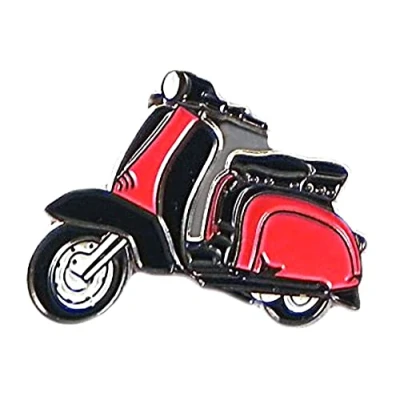 Image of Metal Enamel Pin Badge Brooch Scooter Lambretta Red Black