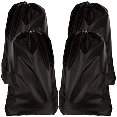 Image of ASelected 4 Pcs Extra Large Laundry Bags, Foldable Storage Bag with Drawstring Closure, Nylon Washing Fabric for Bathroom, Bedroom or Dormitory and Travel, 61x91cm (Black)