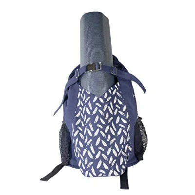 Image of Yoga Mad Mat Bag Backpack Cotton Outer Rucksack Ideal Carrier for Commuters and General Travel Various Storage Compartments Not Included (Blue)