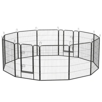 Image of PawHut Dog Pen 12 Panels Puppy Heavy Duty Pet Playpen for Indoor Outdoor Dogs, Rabbits, Ducks 100cm High