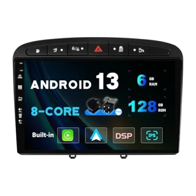 Image of SXAUTO 6G+128G Android 13 IPS Car Stereo For Peugeot 308/408 (2010 2016) Wireless CarPlay/Android Auto/DSP LED Camera + MIC 9 Inch 2 Din DAB Steering Wheel 4G WiFi Fast boot 360 AHD