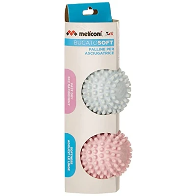Image of Meliconi, BucatoSoft Tumble Dryer Softening and Reducing Drying Time, 2 Balls, Pink Light Blue, S