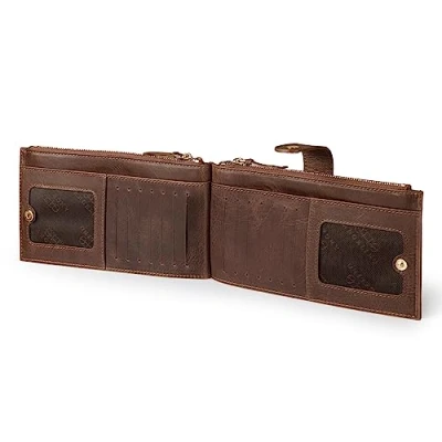 Image of Otto Angelino Genuine Leather 2 Compartment Bifold Wallet Clutch with Phone Compatible Slots RFID Blocking Unisex