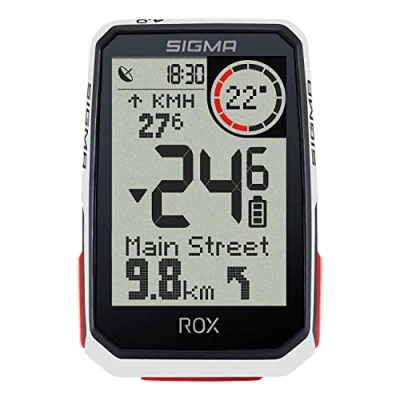 Image of SIGMA SPORT ROX 4.0 White Sensor Set, Wireless Bike Computer with GPS &amp; Navigation incl. Speed, Heart Rate and Cadence Sensors, Outdoor Altitude Measurement