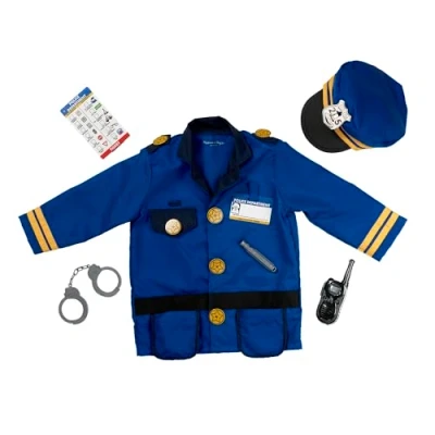 Image of Melissa &amp; Doug Police Officer Role Play Costume Set, Costume, Halloween Kids 3+, Gift for Boy or Girl