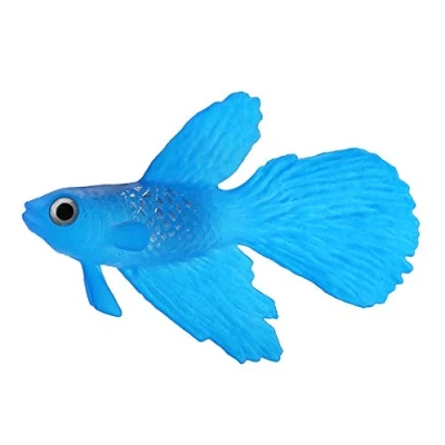 Image of Artificial Fishes Aquarium Decoration Plastic Swimming Gold Fish Betta Funny Silicone Small Lifelike Fake Tank Floating Ornament (Blue Fish)
