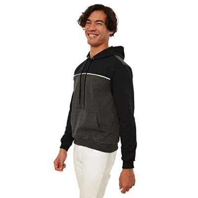 Image of Trendyol Man Regular Basic Hood Knit Sweatshirt Black