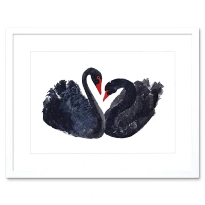 Image of Wee Blue Coo Black Swans Painting Art Print Framed Poster Wall Decor 12x16 inch