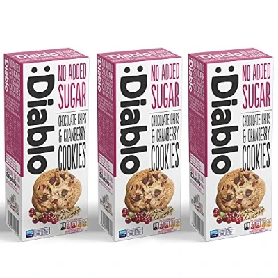 Image of Diablo Chocolate Chips and Cranberry Cookies No Added Sugar Sweetened with Maltitol 135g (Pack Of 3)