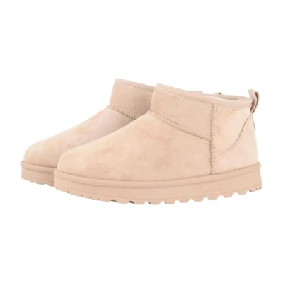 Image of CORE COLLECTION WOMENS WARM WINTER BOOTS FAUX FUR LINED MINI ANKLE SHOES (Beige, UK Footwear Size System, Adult, Women, Numeric, Medium, 6)