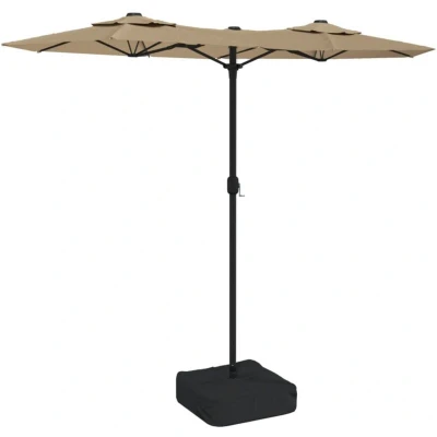 Image of vidaXL Double Head Garden Parasol Taupe 316x145 cm