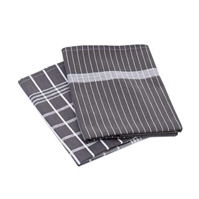 Image of Gözze Set of 4 Tea Towels, 100% Recycled Materials (65% Cotton and 35% Polyester), 50 x 70 cm Anthracite