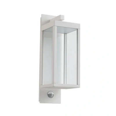 Image of Lucande LED outdoor wall lamp Ferdinand, white, sensor, 38 cm
