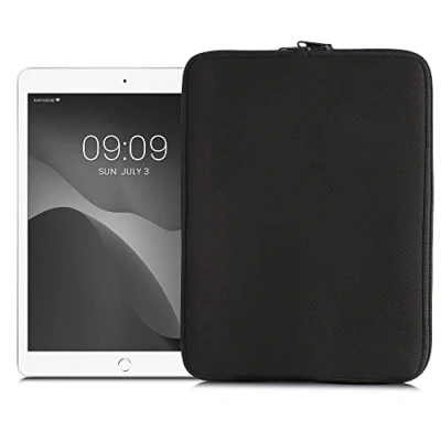 Image of kwmobile Neoprene Pouch Compatible with 12,4&quot; 12,9&quot; Tablet Universal Sleeve Case Cover Zipper for Black