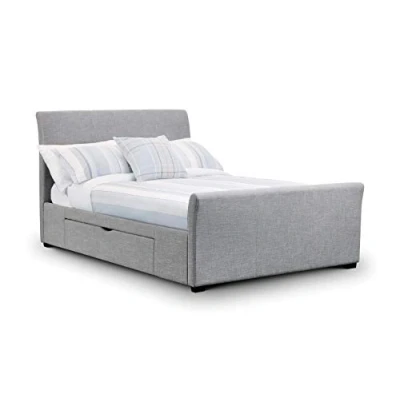 Image of Julian Bowen Capri Fabric Bed With Drawers 180Cm, Light Grey