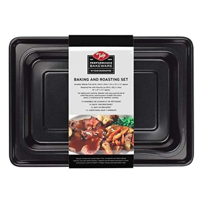 Image of Tala Performance Baking and Roasting set, Tray 34.5 x 24.4 2cm Roaster with Pouring Lip 30.6 20.3 4cm, Professional Gauge Carbon Steel Premium Non Stick Coating