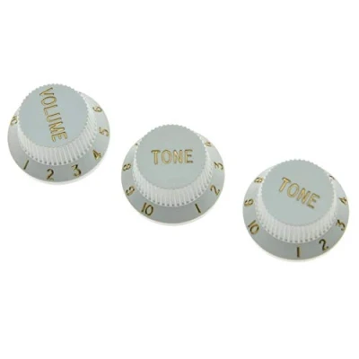Image of KAISH Set of 3 White ST Strat Style Guitar Knob Volume Tone Knobs