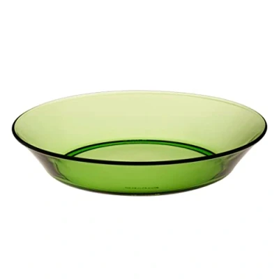 Image of Duralex Lily Collection Green Glass Soup Plate 19.5 cm Set of 6 Heavy Duty Dishwasher Safe Made in France