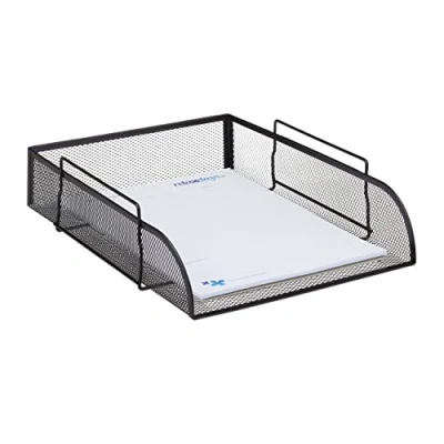 Image of Relaxdays Stackable Paper Tray/Document Holder/Desk Organiser, Metal, Black, 33.5 x 26 8.5 cm