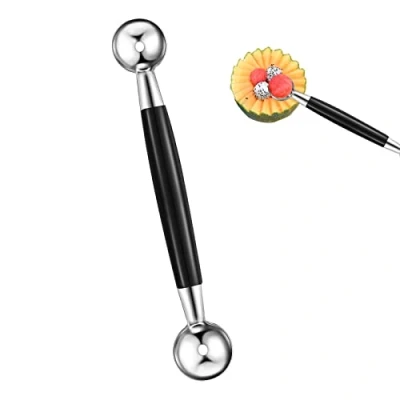 Image of 1 PC Double Sided Melon Baller, Round Balls Fruit Baller Scoop Stainless Steel Ice Cream Cone Dessert for