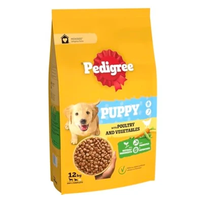 Image of Pedigree Puppy Complete Dog Dry Food for medium size Dogs with Poultry and Rice 12 kg
