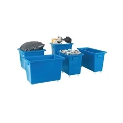 Image of Bottle Skip 930x340x550mm 4X51mm Swivel Blue 328239