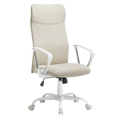 Image of SONGMICS Office Chair, Ergonomic Desk Swivel Upholstered Seat, Adjustable Height, Tilt Function, 120 kg Load Capacity, Cappuccino Beige OBN134K01